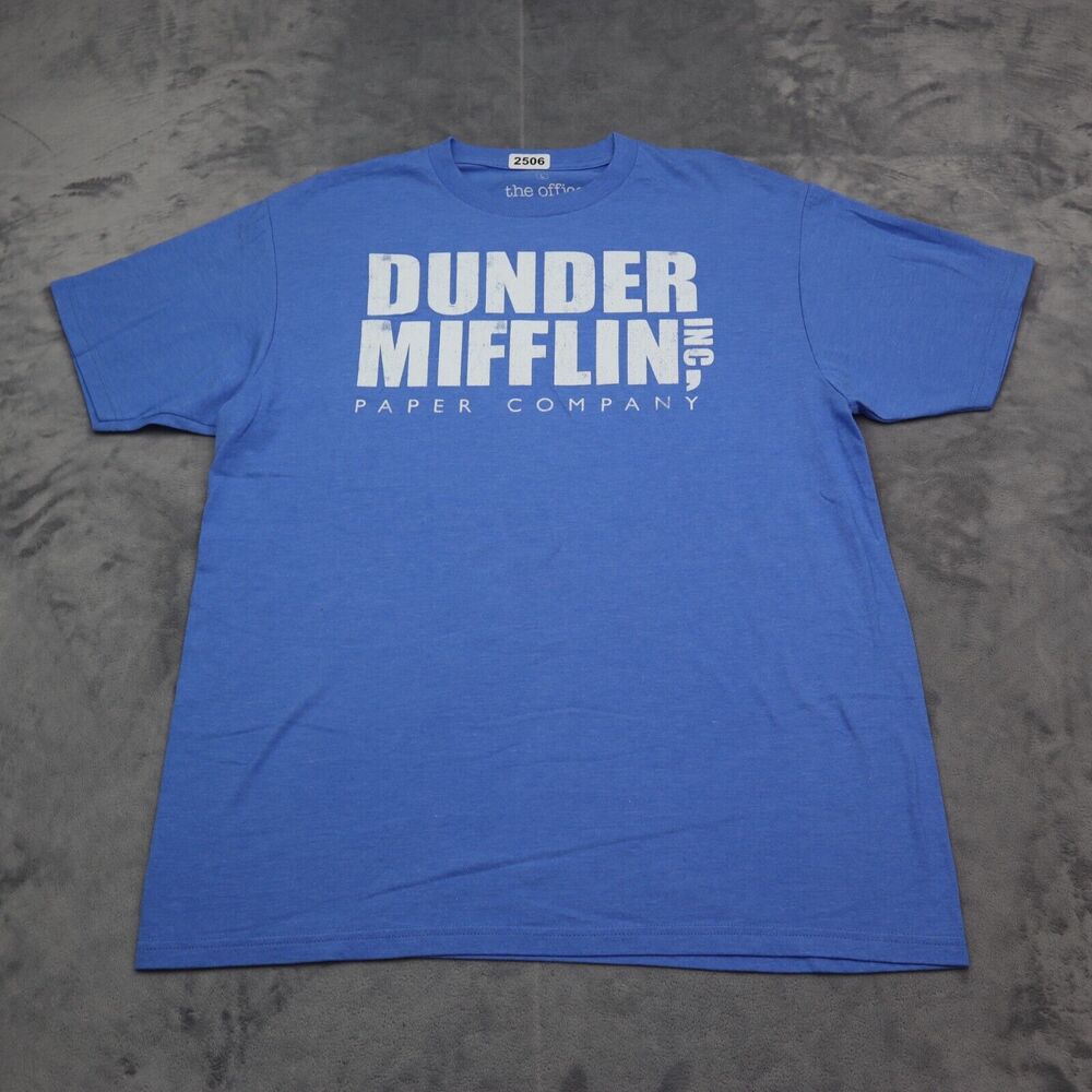Dunder Mifflin Shirt Mens L Blue The Office Michael Dwight Jim Tee